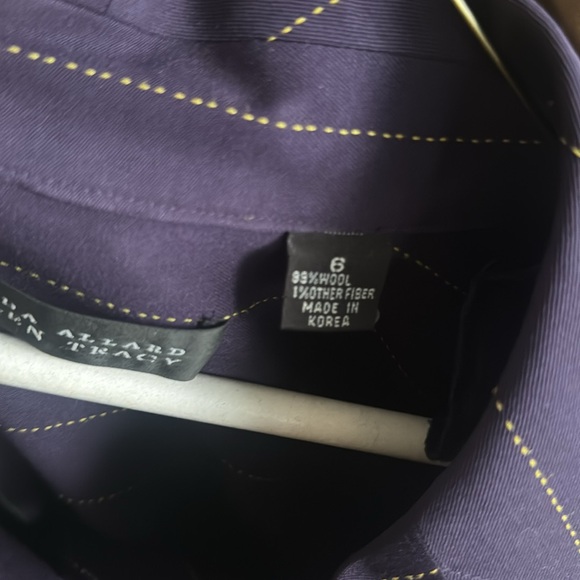 Vintage Linda Allard Ellen Tracy Wool Shacket Shirt Jacket 6 Purple Pin Striped - Picture 12 of 14